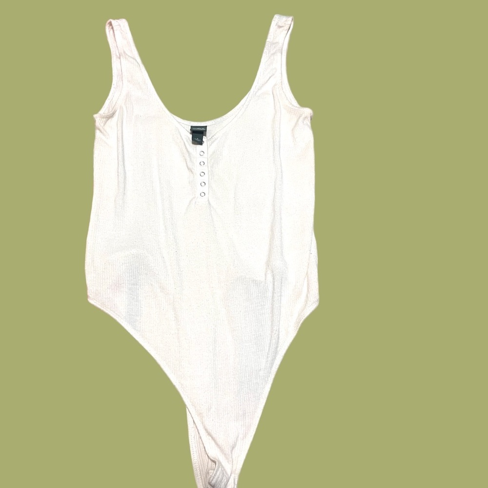 white ribbed body suit